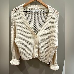 American Eagle Cream Crochet Cardigan